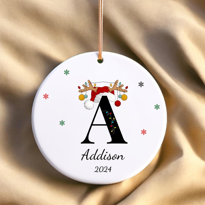 Letter Name Ornament 2024 Christmas Ornament Custom Name Ornament Initials Ornament Family Ornament Christmas Gift Custom Family Ornament