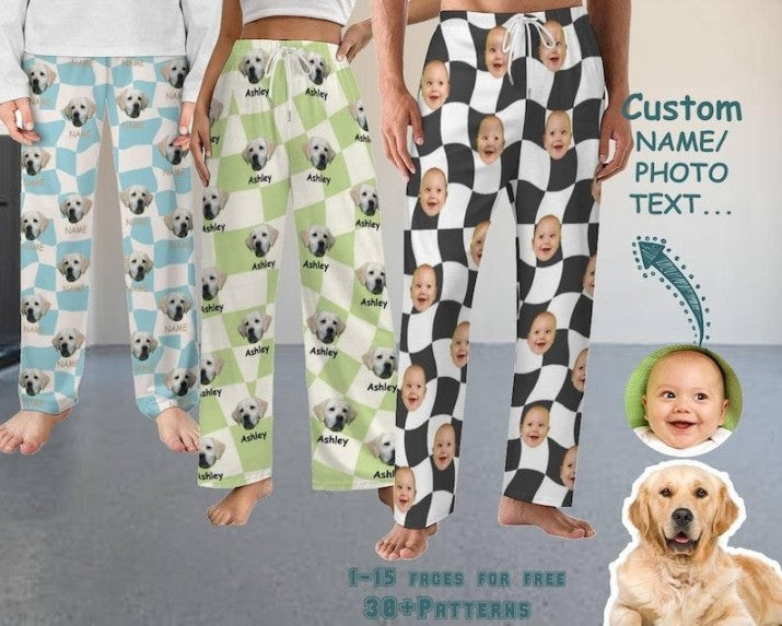 Custom Pajama Pants,Custom Dog Face Pajama,Personalized Pet Photo Pajamas,Men Pajama,Women Pajama,Personalized Gift,Graduation party Gifts