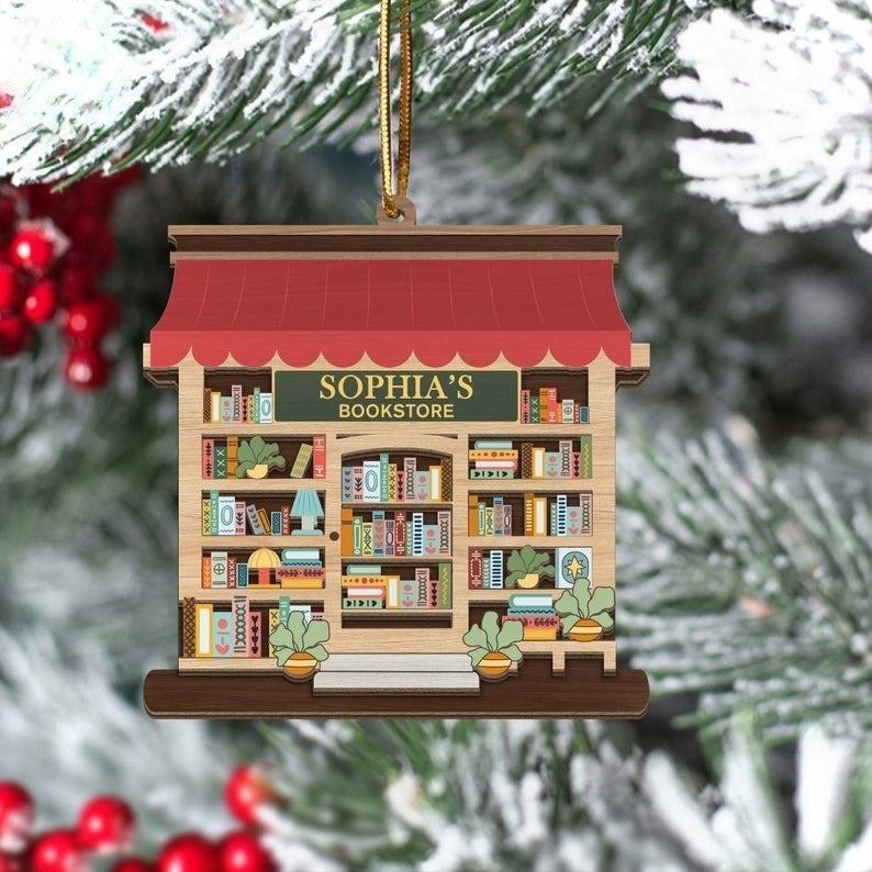 Personalized Christmas BookStore Name Ornament, Custom Bookish Ornament, Book Lover Gift, Bookworm Gifts, Book Club Ornament, Librarian Gift