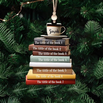 Personalized Flat Christmas Books Stack Ornament, Christmas Keepsake, Christmas Ornament, Book Titles, Book Lover, Christmas Gifts