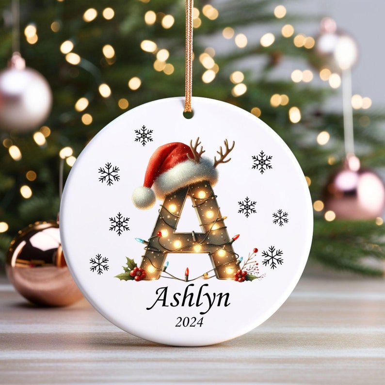 Personalized Letter name ornament, Monogram ornament 2024 Family Ornament, Custom initial ornament, Christmas gift, Family ornament Keepsake