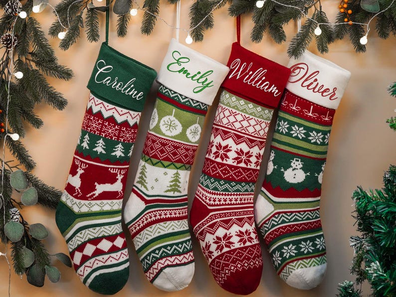 Christmas Knit Stockings,Embroidered Family Holiday Stockings,Christmas Stockings,Christmas D cor,Christmas gifts 2024