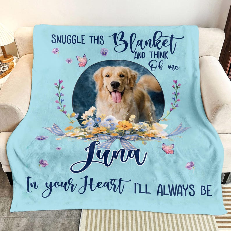 Personalized Dog Photo Blanket, Pet Blanket with Pictures, Pet Memorial Gifts, Dog Loss Gift, Pet Loss Keepsake, Gift for Dog Mom Dog Dad