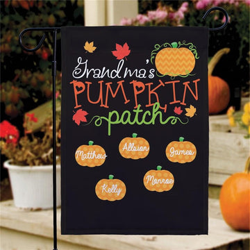 Personalized Fall Pumpkin Patch Pennant Garden Flag - Halloween