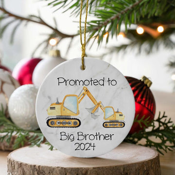 Promoted To Big Brother Big Sister New Baby Ceramic Christmas Ornament With Gift Box