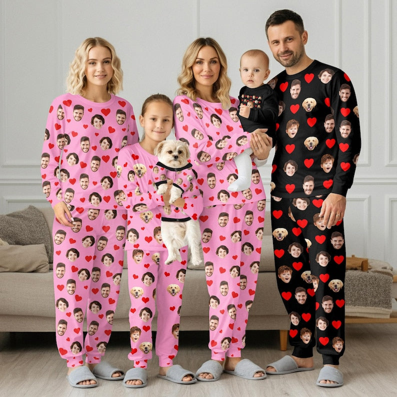 Customized Pajamas Sets, Personalized Face Pajamas, Customized Family Couple Pajamas, Gift for Men Women, Birthday gifts, Christmas gifts