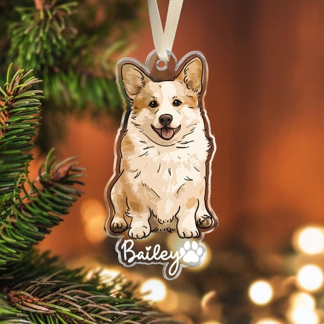 Pet Memorial Ornament, Dog Photo Ornament, Custom Dog Xmas Ornament, Dog Cat Loss Keepsake, Forever Loved, Memorial Gift, Pet Sympathy Gift