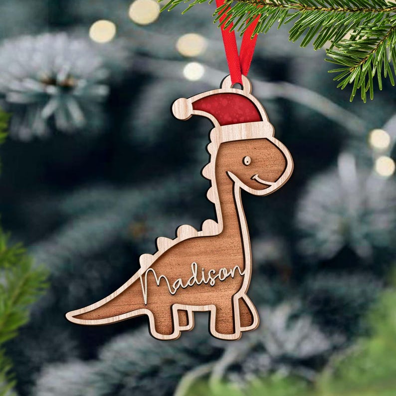 2024 Dinosaur Ornament, Christmas Ornaments Personalized Kids Dinosaur, Santasaurus Custom Ornament, Christmas Ornaments, Christmas Gift