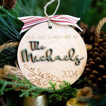 Our First Christmas Married Ornament 2024 Custom Wedding Ornament Personalized Wedding Christmas Ornament Newlywed Christmas Engagement Gift