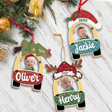 Personalized Baby Christmas Ornament, Custom Baby Photo Gift, Kids Ornament, Baby's First Christmas Ornament 2024, Christmas Decoration - 2 Layers