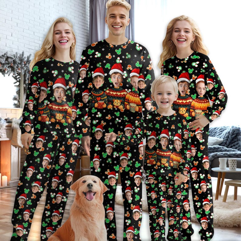 Custom Christmas Pajama Set, Personalized Family Pajamas with Picture, Custom Pajamas with Face, Bachelorette Party Pajama, Christmas Pajama