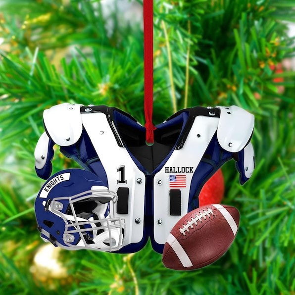 Personalized Football American Christmas Ornament 2024, Football Vest Car Ornament, Flat 2D Ornament, Football Key Chain, Gift for Boyfriend