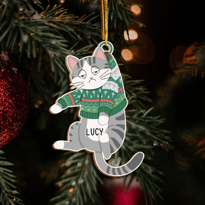 Personalized Cat Christmas Ornament, Custom Hanging Cats Ornament, Christmas Gifts, Custom Pets Ornament, Gift For Cat Lovers, Cat Mom Gifts