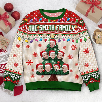 Custom Family Face Tacky Ugly Christmas Sweater, Personalized Family Photo Funny Ugly Sweater, Christmas Sweatshirt, Christmas Party Gift