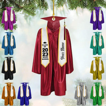 Personalized Graduation Ornament, Custom School Graduation Ornament Gift, Graduation Gown Ornament, 2024 College Graduation, Grad Gift