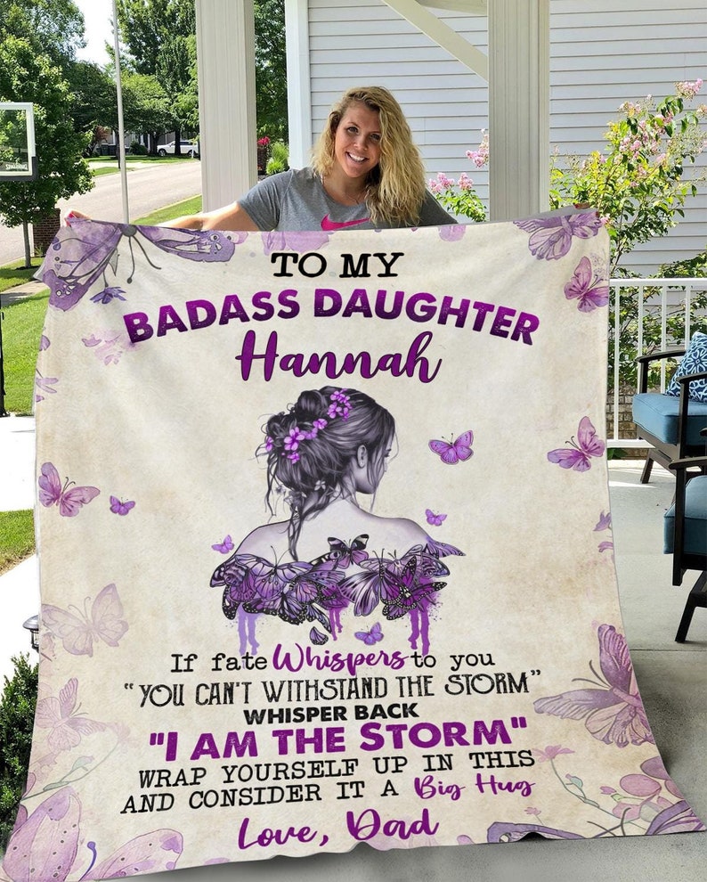 Personalized To My Badass Daughter Blanket - Empowering Gift For Daughter From Dad or Mom