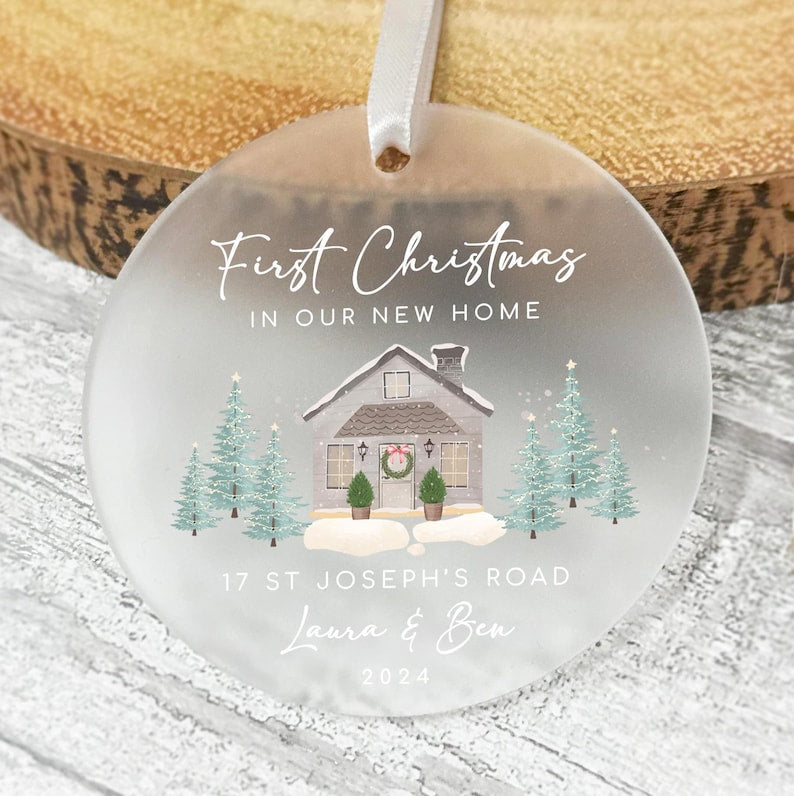 New Home Personalised Frosted Christmas Ornament New Home Gift | Christmas In New Home | First Home 2024 | Christmas Gift | Christmas