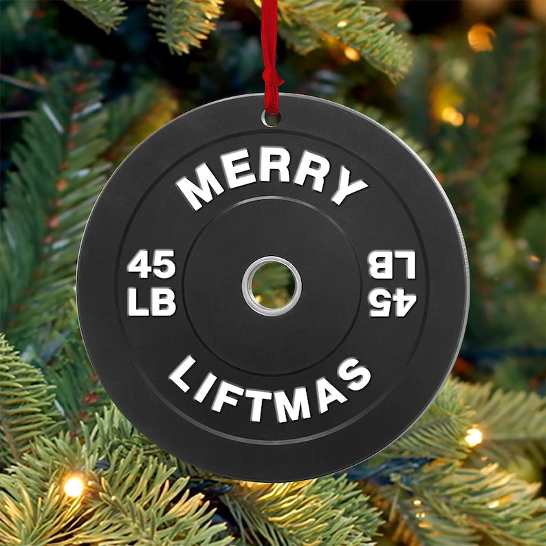 Personalized Merry Liftmas Ornament, Weight Lifting Christmas Ornament, Workout Christmas Ornament, Weight Lifting Gift For Trainer