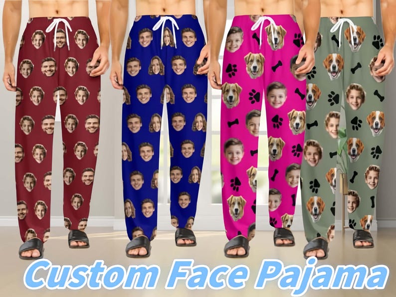 Custom Funny Face Pajama Pants for Women/Men,Personalized Face Pajamas,Unisex Pajama Pants,Custom Pet Face Pajama Pants,Gifts for him/her