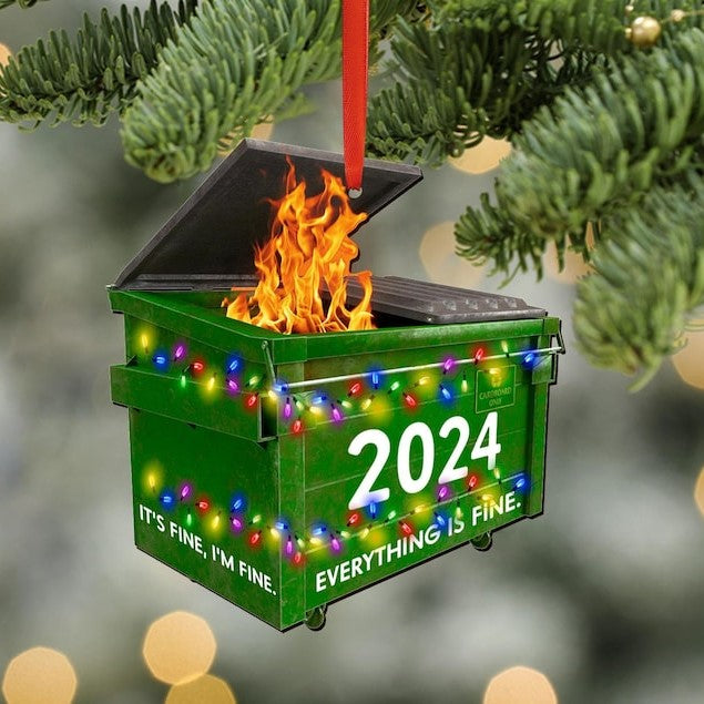 2024 Dumpster on Fire Ornament, Funny 2024 Dumpster Fine Christmas Ornament, Co-Worker Christmas Gift, Best Friend Christmas, Xmas Gag Gift