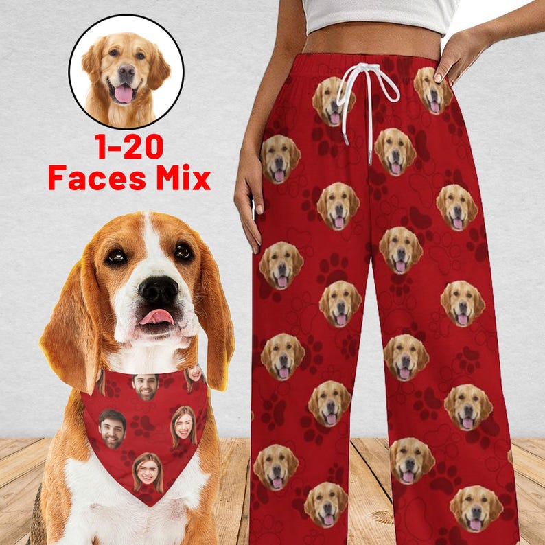 Custom Dog Cat portrait Pajama Pants with Face,Custom Photo Pajama Pants,Custom Pet Face Picture Pajama Pants,Personalized gift for Birthday