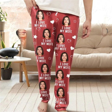 Custom Photo Funny I Love My Lover - Personalized Pajama Pants