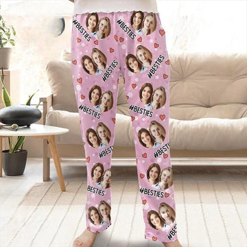 Custom Photo Besties Sisters Hashtag - Personalized Pajama Pants - Best Friend Matching Pants - BFF Pants