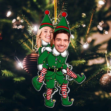 Couple Funny Elf Ornament, Couple Photo Ornament, Photo Ornament Christmas, Picture Acrylic Ornament, Couple Ornament, Gift for Lovers