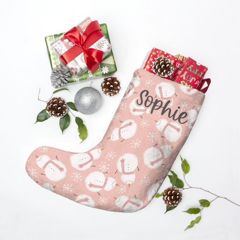 Personalized Pink Christmas Stocking custom name stocking, Personalized Christmas Stocking, Family Christmas Stocking, Holiday Stocking Gift