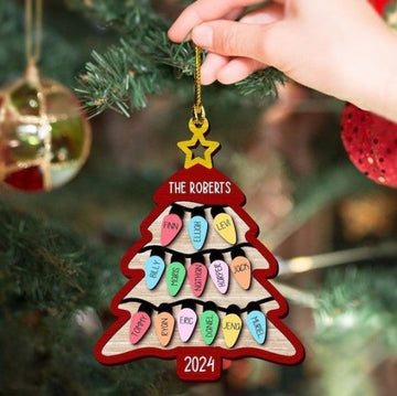 2024 Family Christmas Tree Ornament, Personalized Family Names Wooden Ornament, Family Christmas Gifts, Large Family Gift, Grandparent Gift