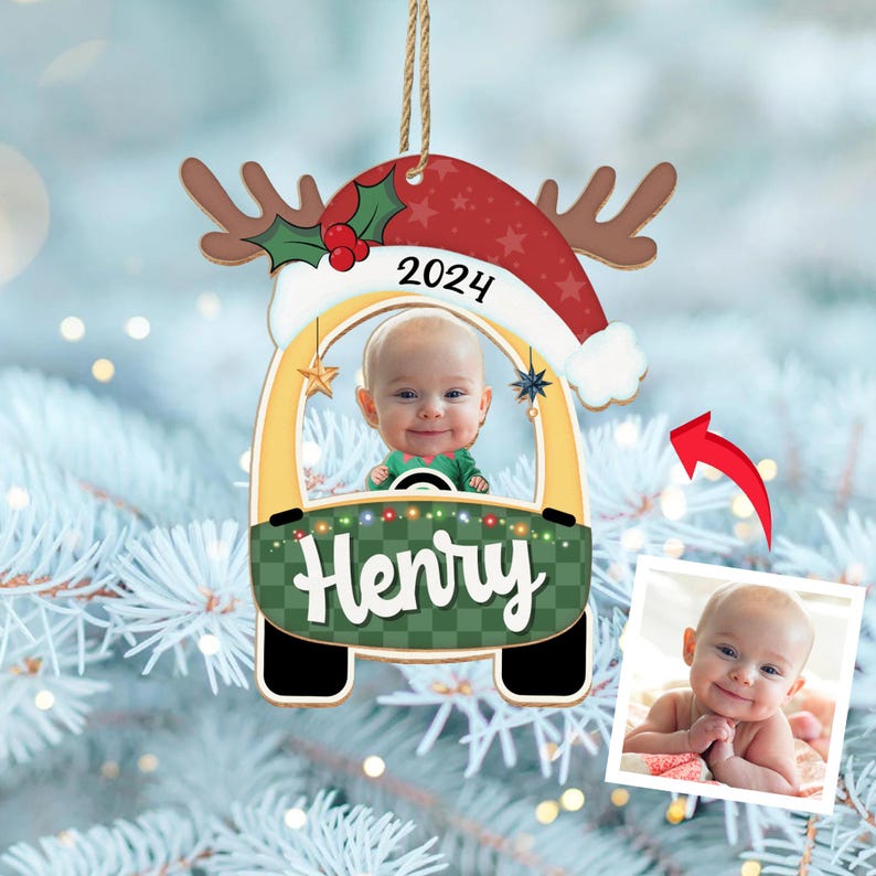 Personalized Baby Christmas Ornament, Custom Baby Photo Gift, Kids Ornament, Baby's First Christmas Ornament 2024, Christmas Decoration