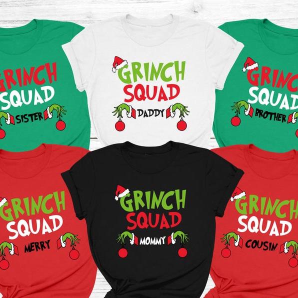 Custom Grinchmas 2024 Shirts, Christmas Grinch Squad Shirt, Christmas Grinch T-Shirts, Merry Christmas 2024 T-Shirts, Christmas Family Shirt