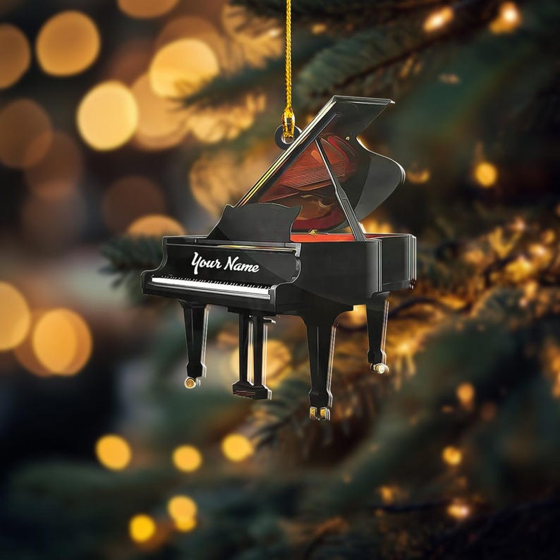 Personalized Piano Christmas Ornament, Piano Player Ornament, Musician Gift, Piano Lovers Acrylic Ornament, Music Christmas Flat Ornament