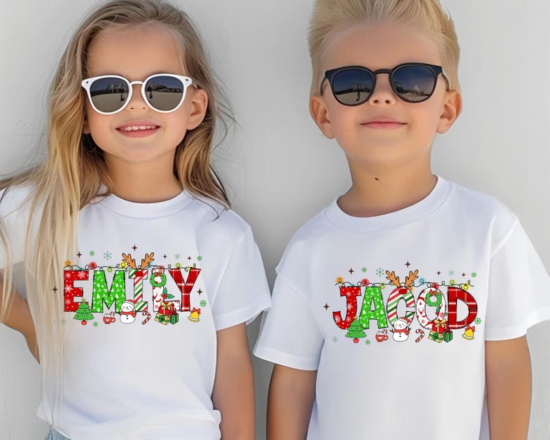 Kids Christmas Toddler Shirt, Youth Christmas Shirt, Custom Baby Name Christmas Toddler Top, Girls Boys Christmas Shirt, Cute Reindeer Shirt