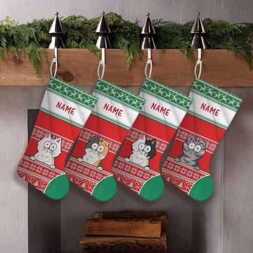 Personalized Cat Christmas Stockings, Cat Christmas Stocking, Custom Farmhouse Stocking, Gift for Cats, Cat Lovers Gift, Pet Gift