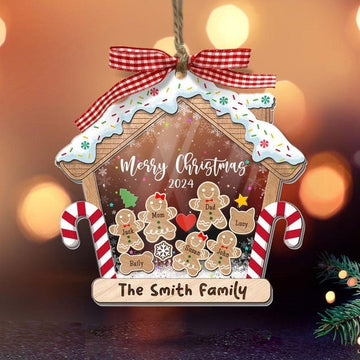 Family Ornament Personalized, Family Christmas Ornaments 2024, Custom Gingerbread Ornament, Family Christmas Gifts, 4D Shake Ornament