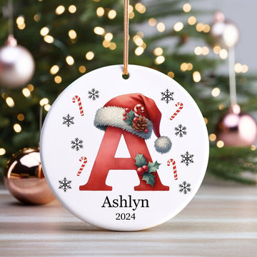 Personalized Letter name ornament, Monogram ornament 2024 Family Ornament, Custom initial ornament, Christmas gift, Family ornament Keepsake