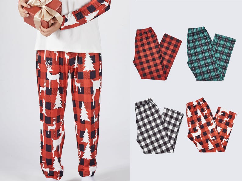 Christmas Pants For Family,Buffalo Plaid Pants,Matching Christmas Pants, Xmas Eve Family Pajamas Toddler,Mommy And Me,Family Women Men