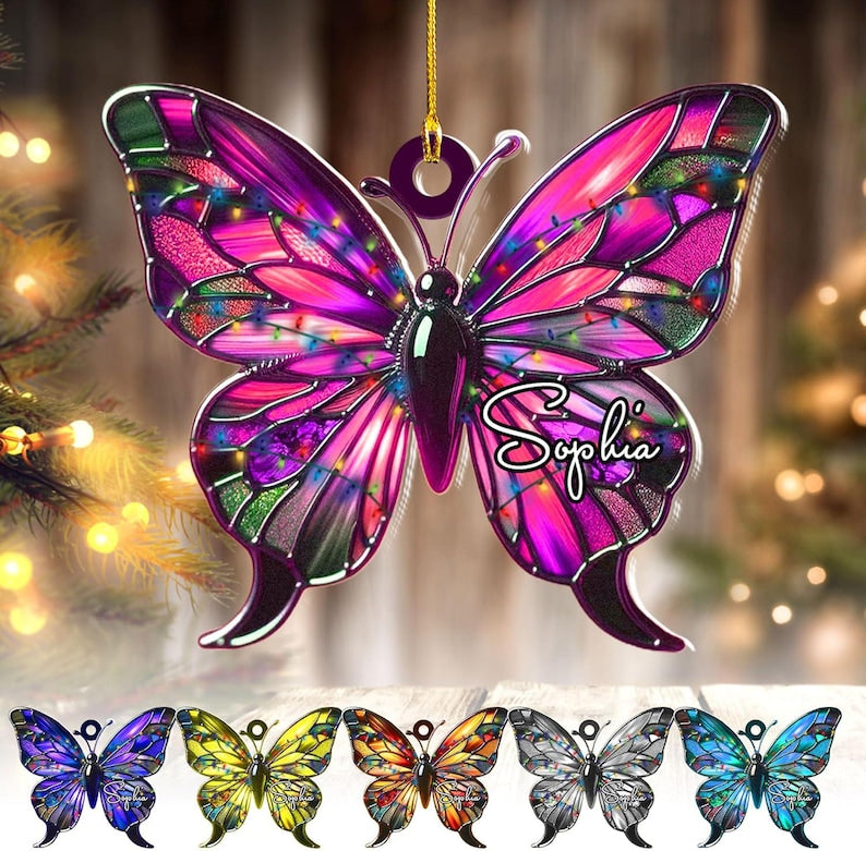 Butterfly Christmas Ornament, Butterfly Christmas Tree Ornaments, Butterfly Ornament 2024 Gift Butterfly Lover Christmas Tree Decor 2d Flat