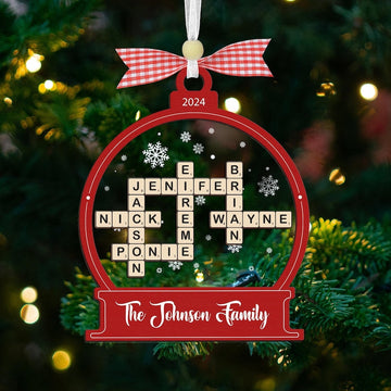 Family Crossword Christmas Ornament, Scrabble Personalized Christmas Ornament, Family Names Puzzle, Custom Scrabble Ornament,Family Ornament