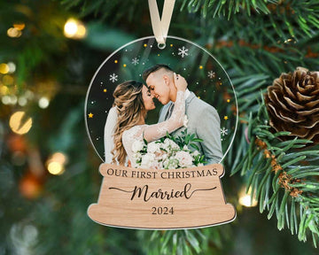 First Christmas Married Ornament, Personalized Couple Ornament, Just Married Christmas Ornaments, Custom Photo Ornament, Custom Couple Gifts