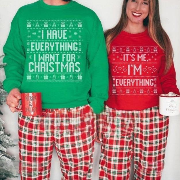 Ugly Christmas Sweater Couple, Funny Ugly Matching Christmas Sweater, I Have Everything I Want Couples Christmas Sweater, Funny xmas gift