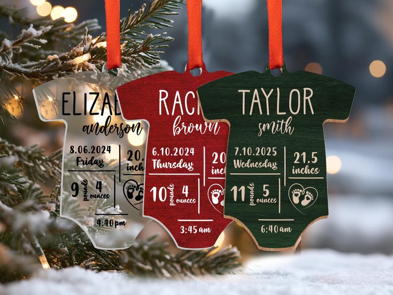 Personalized Baby's First Christmas 2024 Christmas Holiday Ornament Baby Announcement Christmas Gifts for Baby Ornament Xmas Tree Decoration