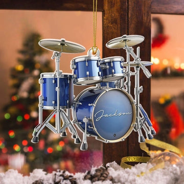 Personalized Drum 2D Flat Acrylic Ornament Not 3D, Drum Ornament, Drums Christmas Ornament, Gift for Drum Lover, Musician Gift, Drummer