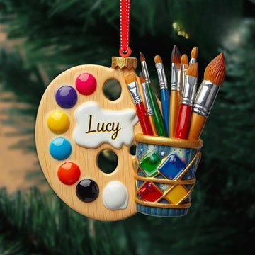 Personalized Painter's Art Palette Christmas Ornament, 2D Flat Ornament, Artist Painter Christmas Ornament, Gift for Artist