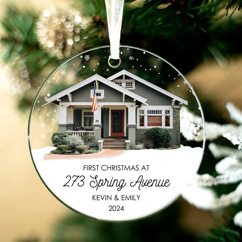 Personalized New Home Photo Ornament, Our First Home Christmas Ornament, Custom Home Photo Ornament, Realtor Client Gift, Housewarming Gift