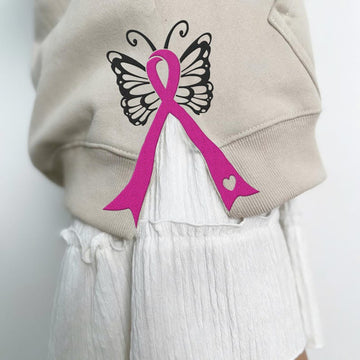 Cancer Ribbon Bow Applique Side Bow Cut-Out Embroidery Sweatshirt, Plaid Christmas Pullover, Trendy Coquette Bow, Side Bow Sweatshirt