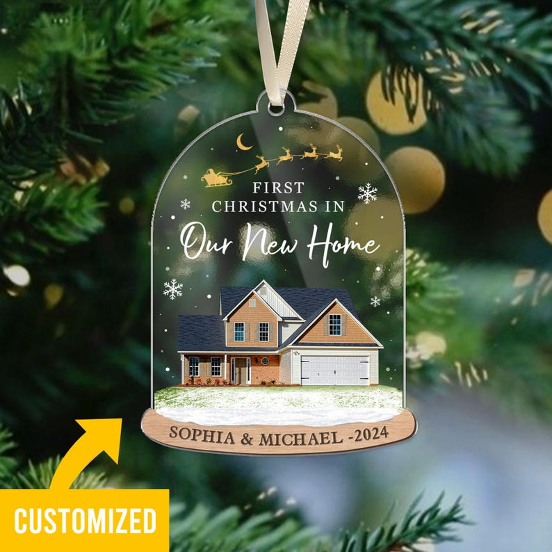 New Home Ornament, Custom New Home Gift, Custom New Home Photo Ornament, Custom Our First Home Ornament, Housewarming Ornament Gift