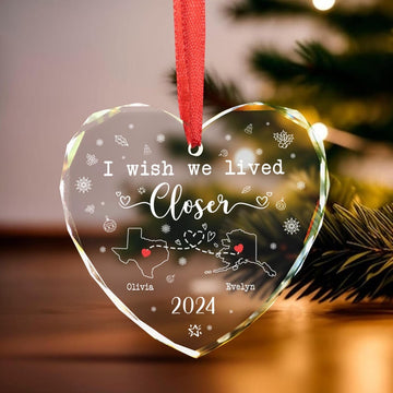 Personalized Long Distance State To State Ornament, Best Friend Gift, I Wish You Lived Next Door, 2024 Couple Keepsake, Christmas Gifts