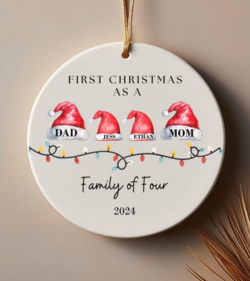 Christmas Ornaments Family of 4, Family of 4 Christmas Ornament 2024, First Christmas As a Family of Four Ornament